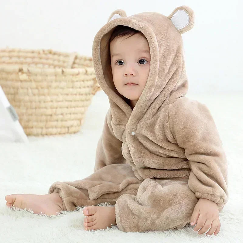 Adorable Winter Lion Kigurumi Romper for Toddlers - Cozy Animal Jumpsuit for Boys & Girls