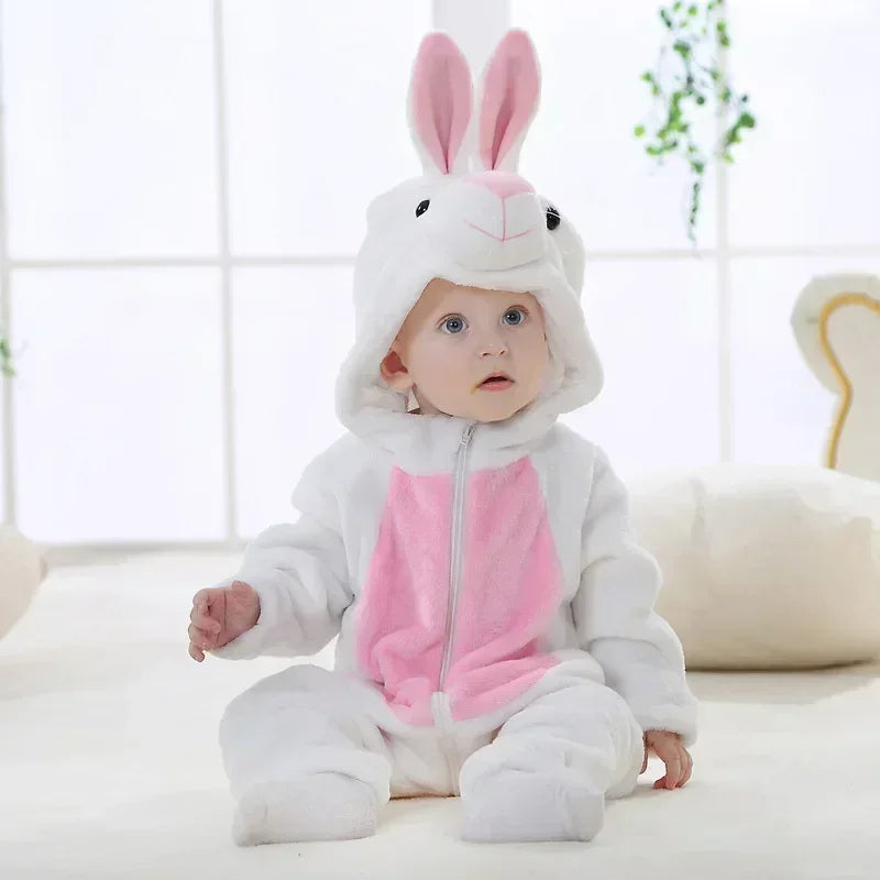 Adorable Winter Lion Kigurumi Romper for Toddlers - Cozy Animal Jumpsuit for Boys & Girls