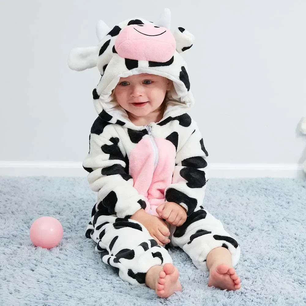 Adorable Winter Lion Kigurumi Romper for Toddlers - Cozy Animal Jumpsuit for Boys & Girls