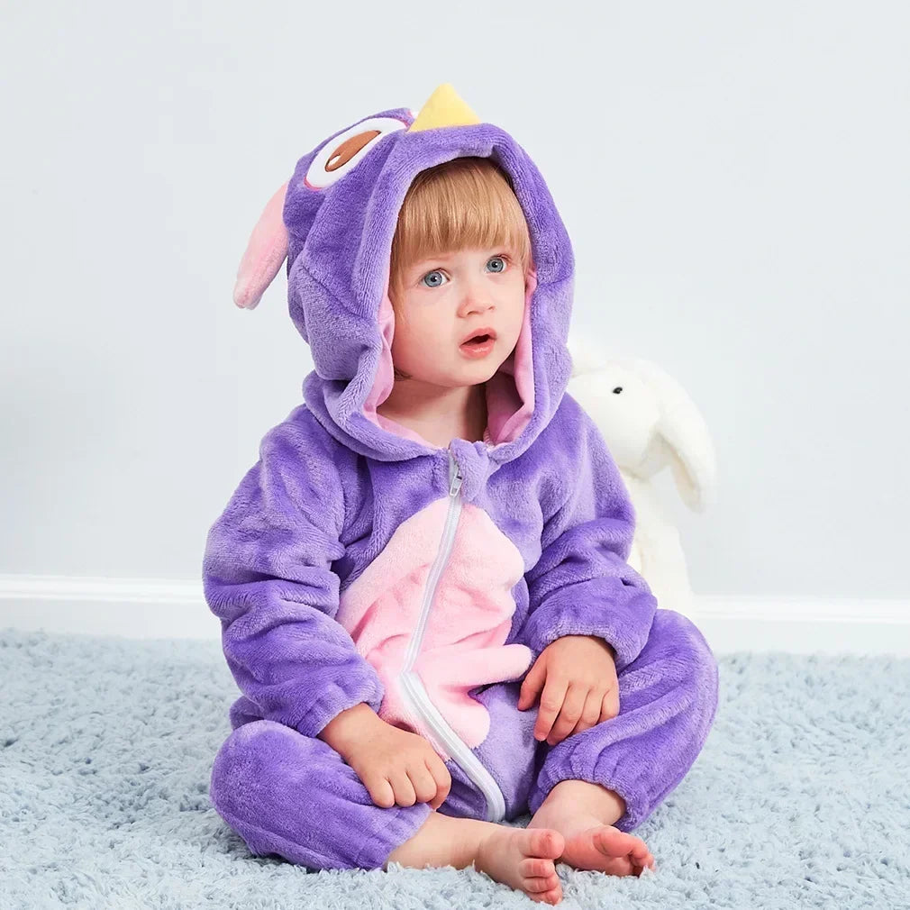 Adorable Winter Lion Kigurumi Romper for Toddlers - Cozy Animal Jumpsuit for Boys & Girls