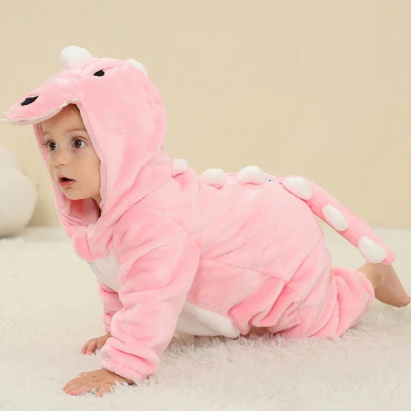 Adorable Winter Lion Kigurumi Romper for Toddlers - Cozy Animal Jumpsuit for Boys & Girls