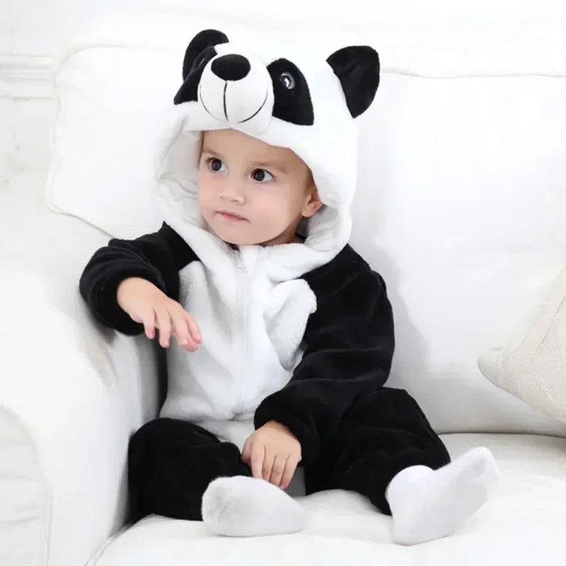Adorable Winter Lion Kigurumi Romper for Toddlers - Cozy Animal Jumpsuit for Boys & Girls