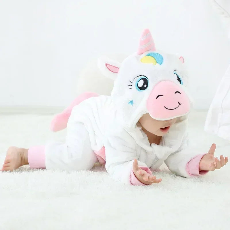 Adorable Winter Lion Kigurumi Romper for Toddlers - Cozy Animal Jumpsuit for Boys & Girls
