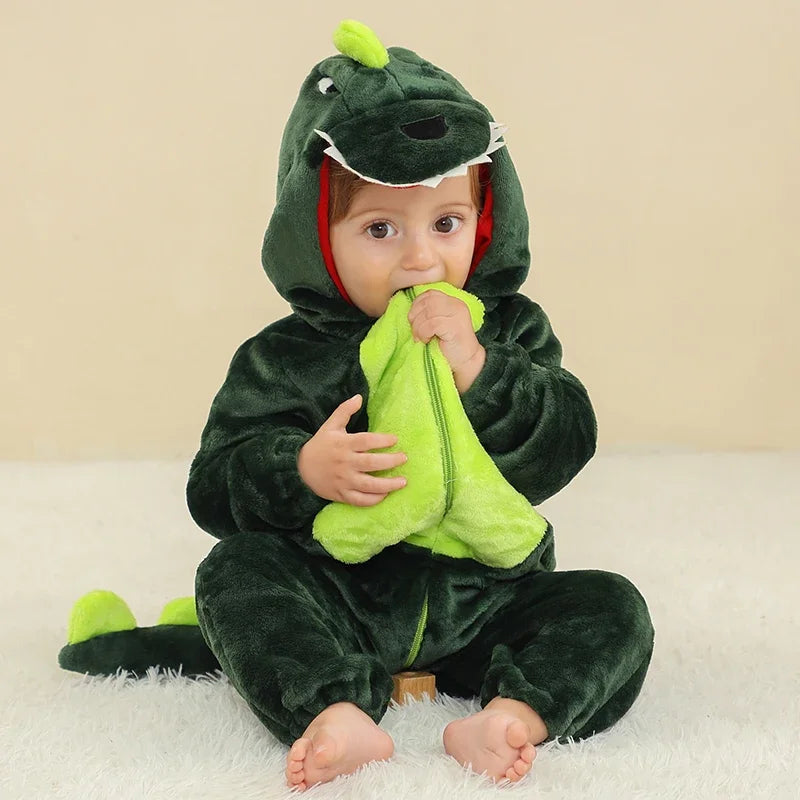 Adorable Winter Lion Kigurumi Romper for Toddlers - Cozy Animal Jumpsuit for Boys & Girls