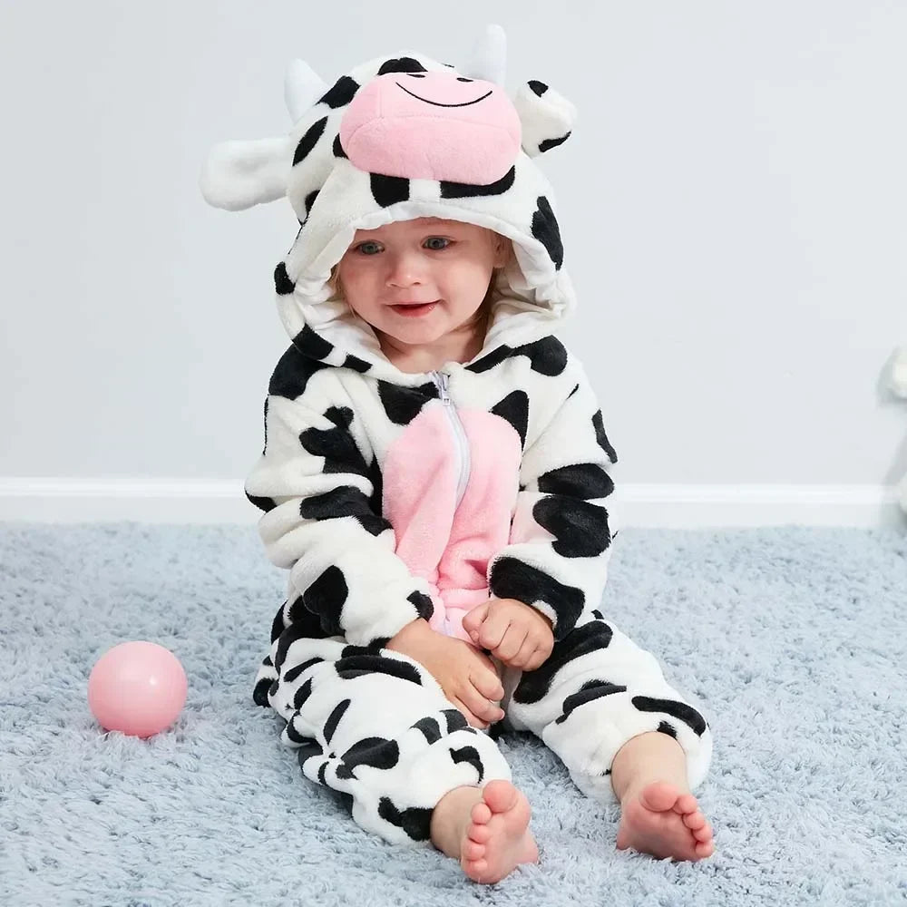 Adorable Winter Lion Kigurumi Romper for Toddlers - Cozy Animal Jumpsuit for Boys & Girls