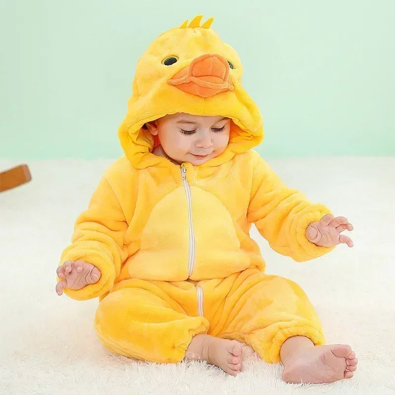 Adorable Winter Lion Kigurumi Romper for Toddlers - Cozy Animal Jumpsuit for Boys & Girls