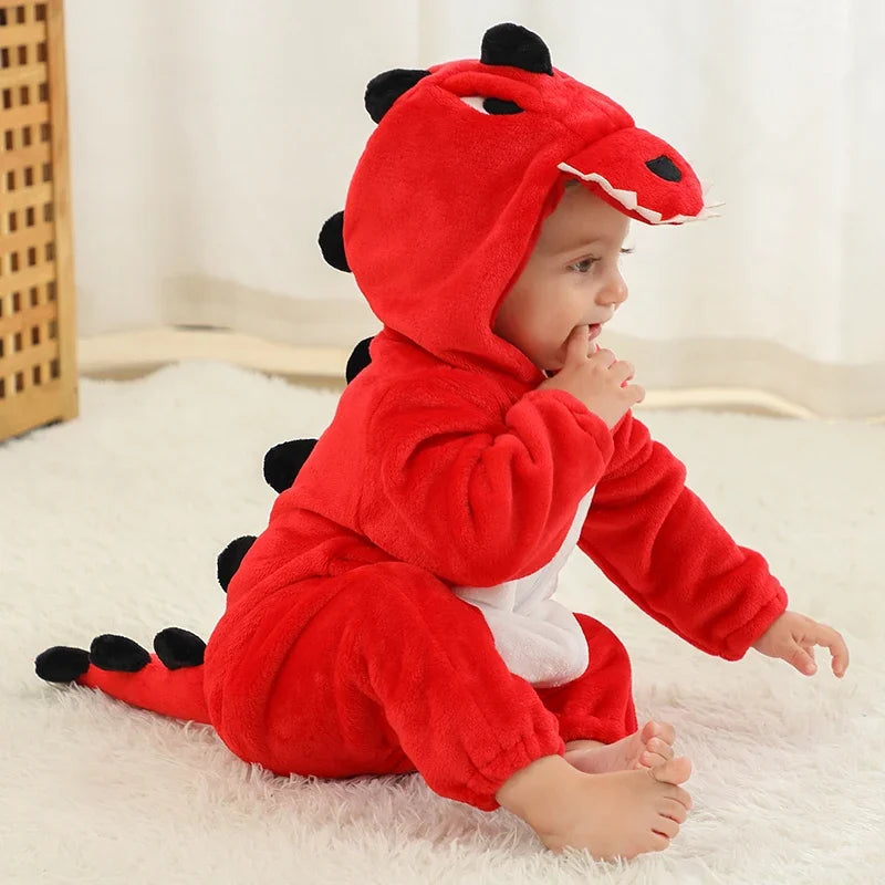 Adorable Winter Lion Kigurumi Romper for Toddlers - Cozy Animal Jumpsuit for Boys & Girls