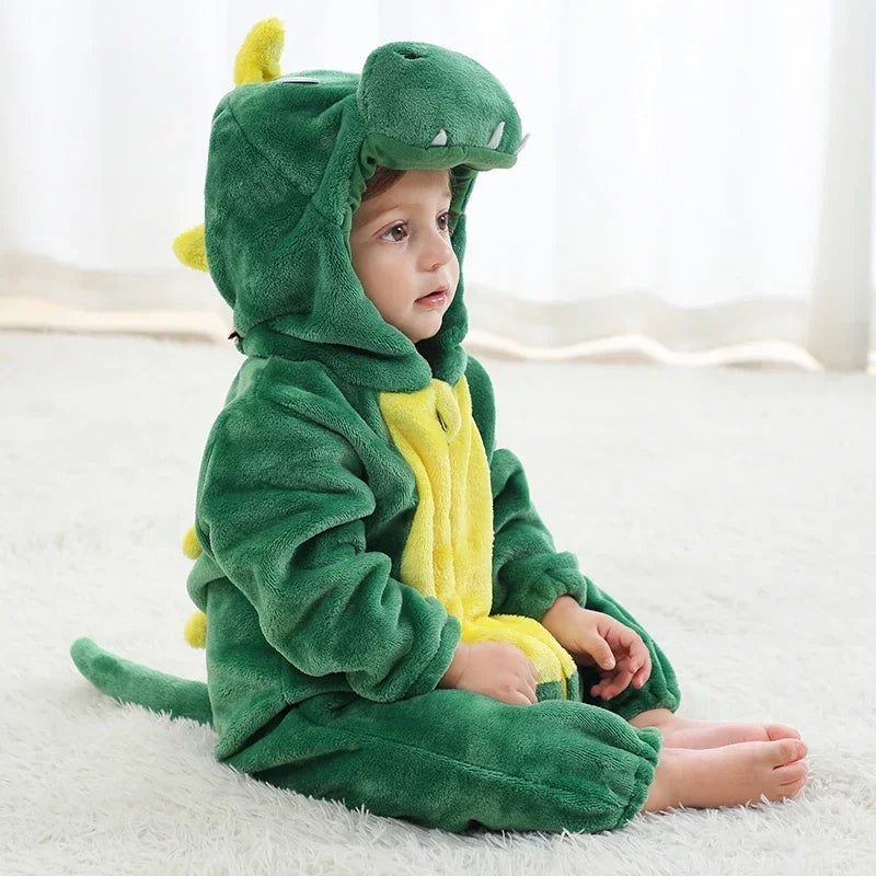 Adorable Winter Lion Kigurumi Romper for Toddlers - Cozy Animal Jumpsuit for Boys & Girls