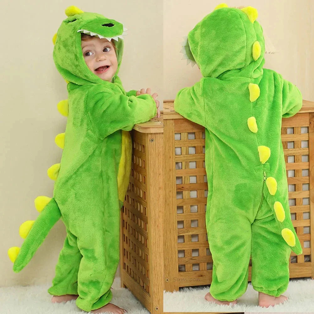 Adorable Winter Lion Kigurumi Romper for Toddlers - Cozy Animal Jumpsuit for Boys & Girls