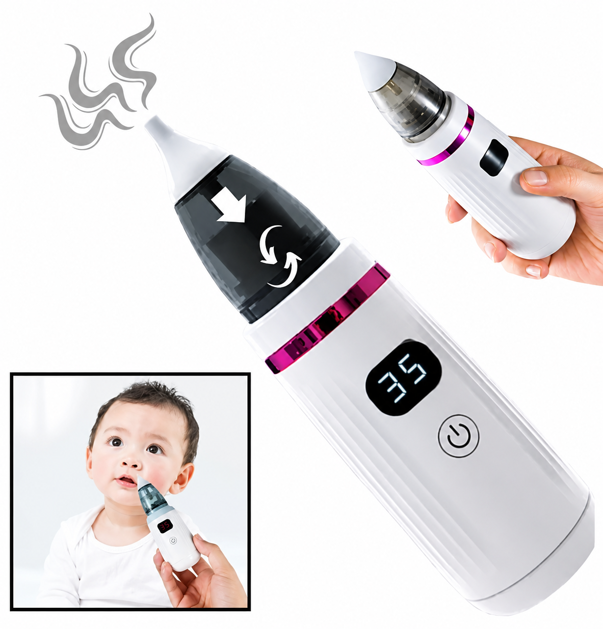 Aspirador Eléctrico Nariz y Oídos para Bebé KosiBaby — Limpieza Suave y Sin Dolor 🩺