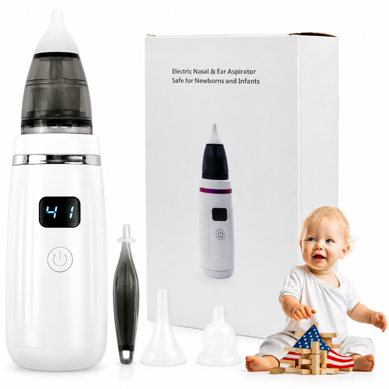Aspirador Eléctrico Nariz y Oídos para Bebé KosiBaby — Limpieza Suave y Sin Dolor 🩺